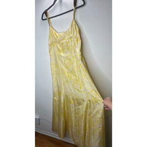 YA-YA 100% Silk Yellow Snake Print Round Neck Amber Beaded Straps Slip Maxi S